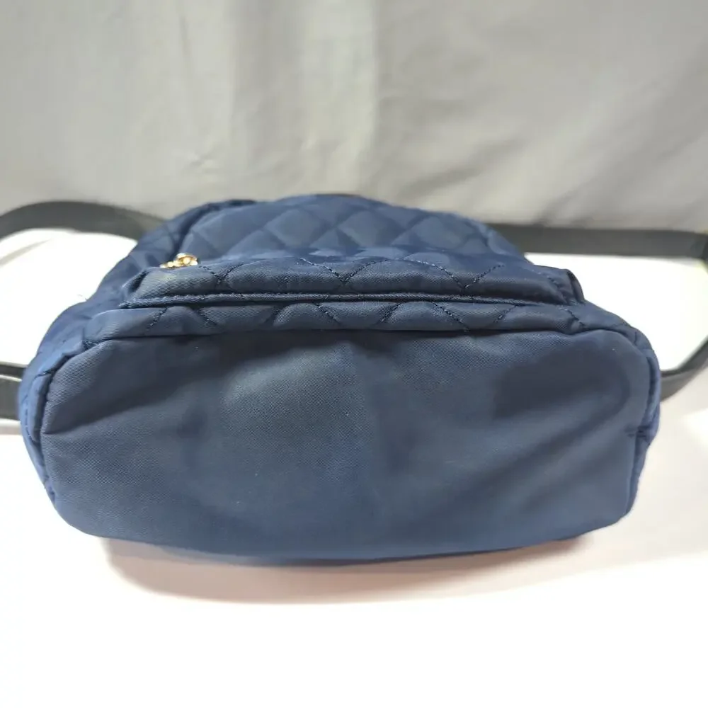 Navy Quilted Mini Backpack – Gold Hardware – Multiple Pockets